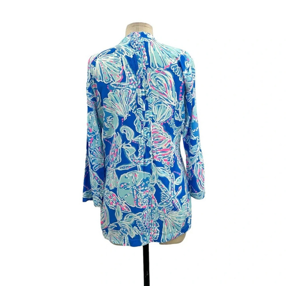 Lilly Pulitzer Sarasota Tunic Top Bay Blue Into the Deep Seashell Print Size‎ XS - Picture 6 of 9